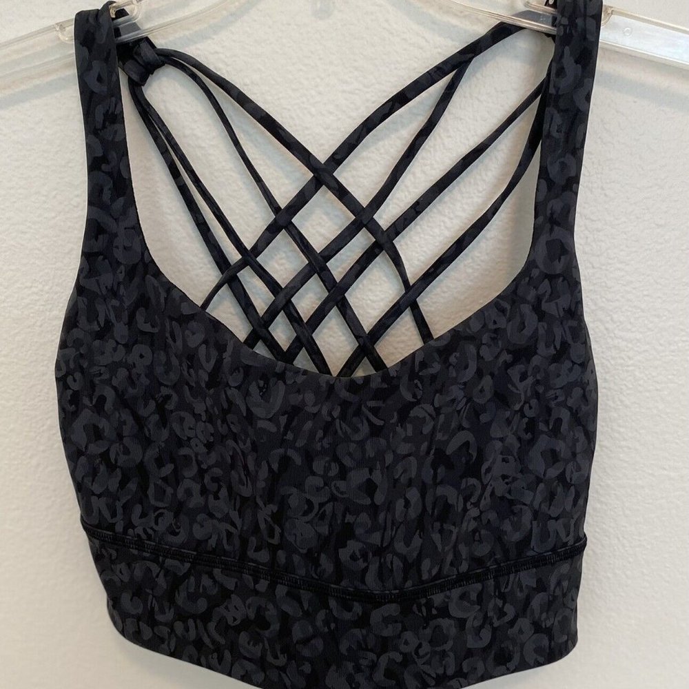 Lululemon Free to Be Bra Wild Longline Bra Camo Deep Coal Multi Black 12